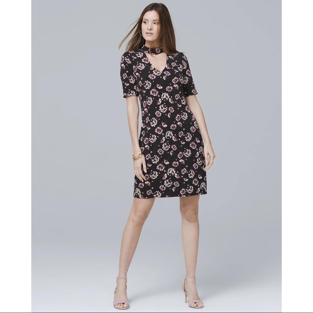 White House Black Market Reversible Short Sleeve Choker Knit Shift Dress